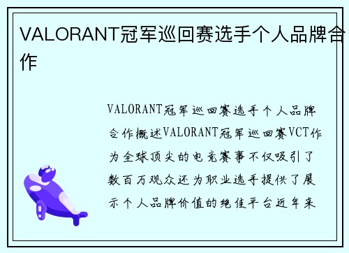 VALORANT冠军巡回赛选手个人品牌合作